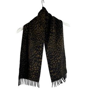 Grecale fringe scarf cashmere animal print 44" x 8" made in Italy 100% Cashmere